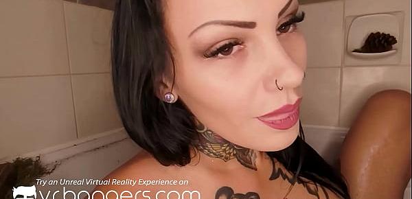  VR BANGERS Tattooed Slut Masturbating On Bed